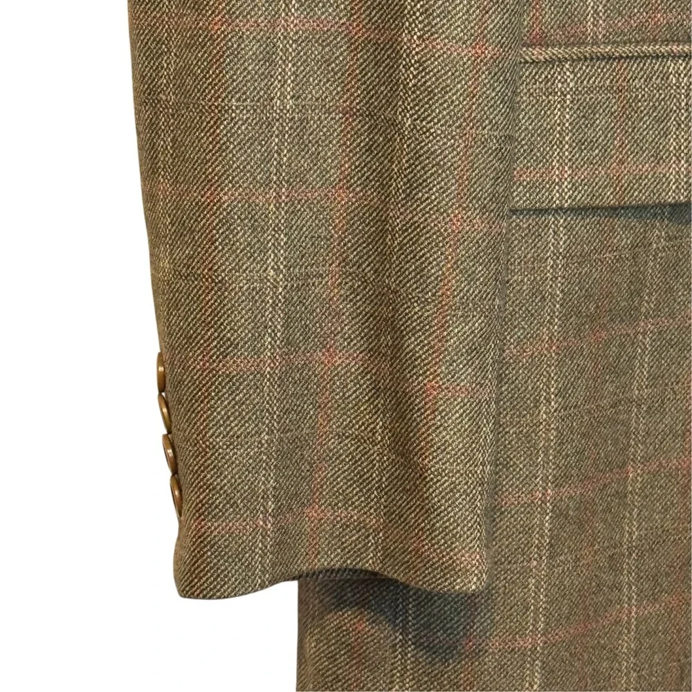 Angelo Nardelli Mens Sport Coat Plaid Check Lined Jacket Wool Cashmere 44R Italy